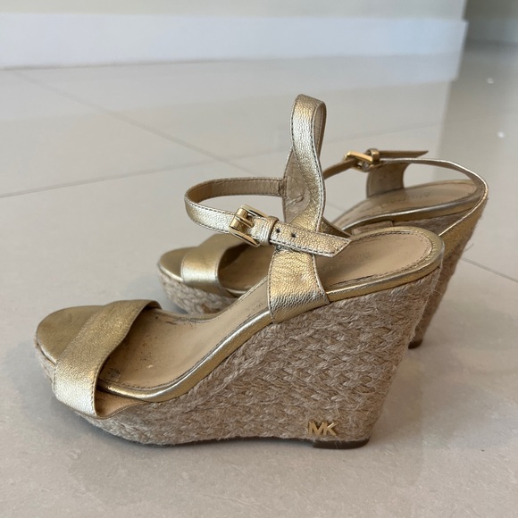 Michael Kors Metallic Gold Wedge Sandals - Picture 10 of 11